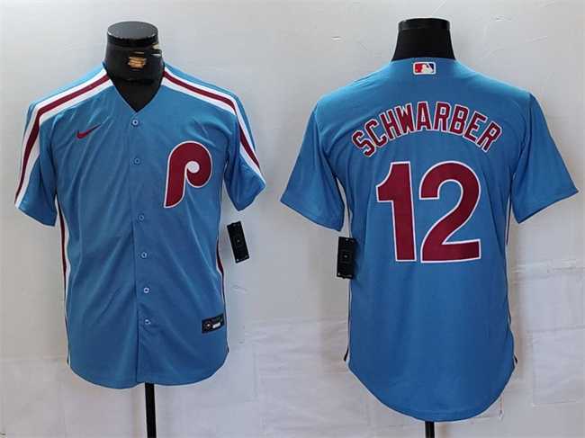 Men%27s Philadelphia Phillies #12 Kyle Schwarber Blue Cool Base Stitched Jersey->philadelphia phillies->MLB Jersey